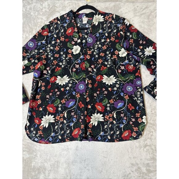 Women’s Chico’s Blouse Sheer Floral Print Multicolored Plus Size 3 16/18 - Picture 1 of 16